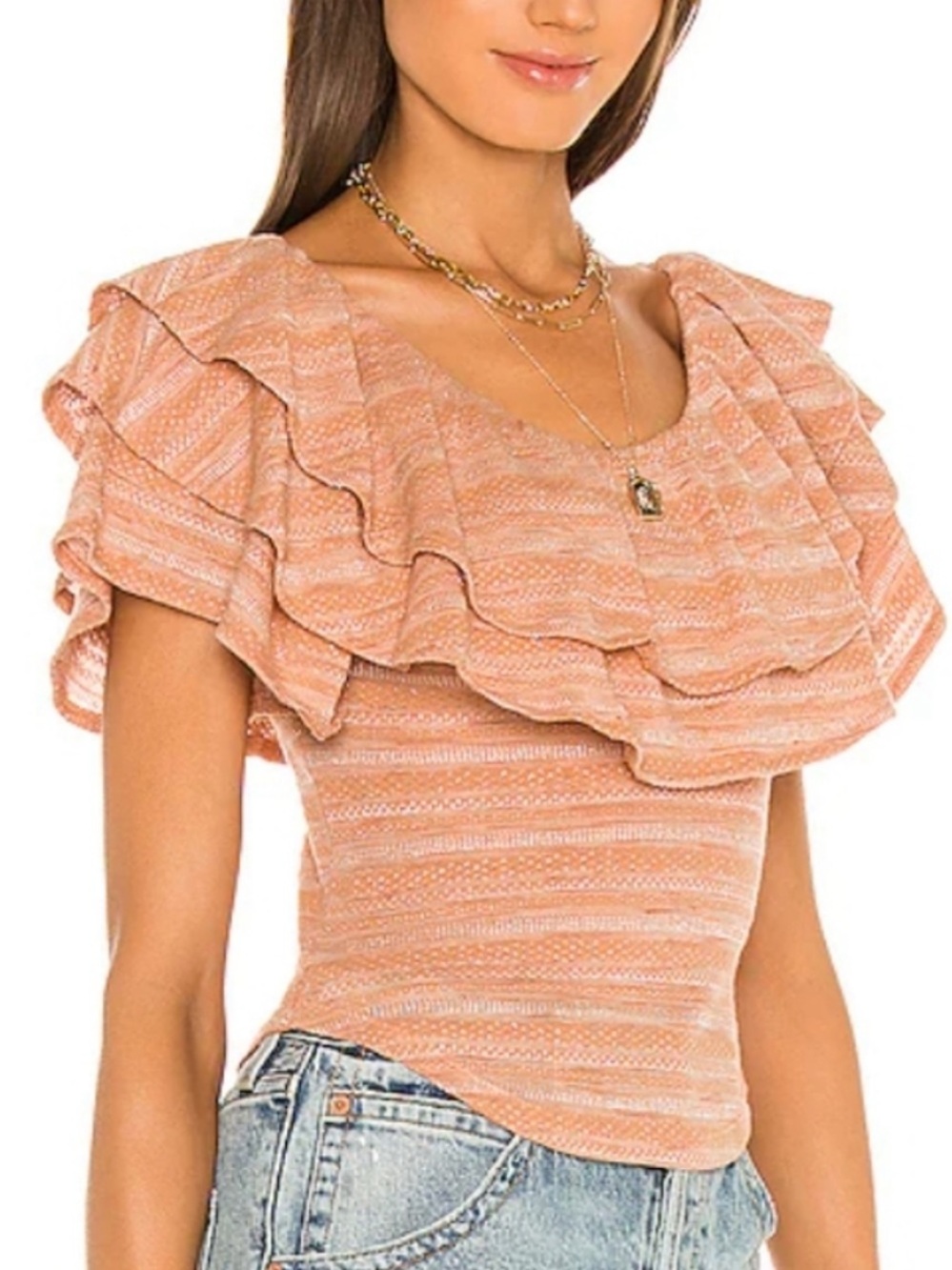 Free People Off-Shoulder Ruffle Top